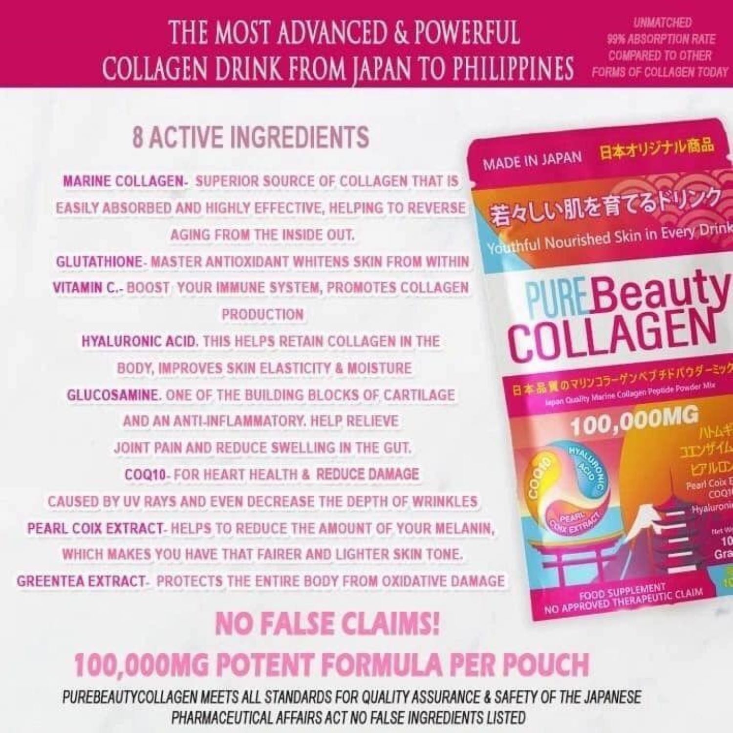 3 Packs Pure Beauty Collagen Powder Made in Japan - Wholesale