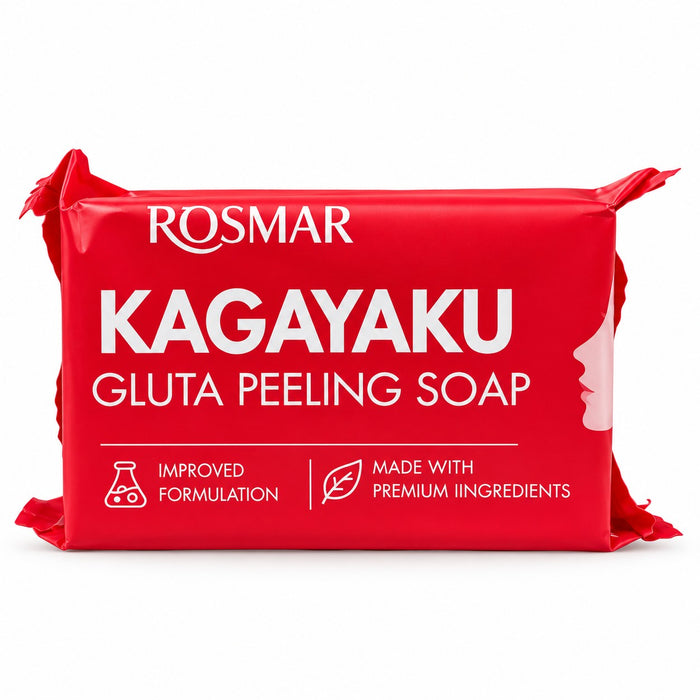 Rosmar Kagayaku Gluta Peeling Soap 150g offers exfoliating cleansing care that helps remove surface impurities for smoother-feeling skin.