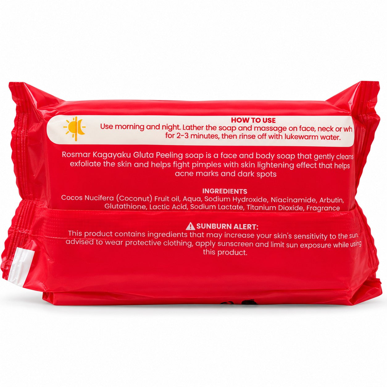 Rosmar Kagayaku Gluta Peeling Soap 150g provides refreshing face and body cleansing with a multi-ingredient exfoliating formula.
