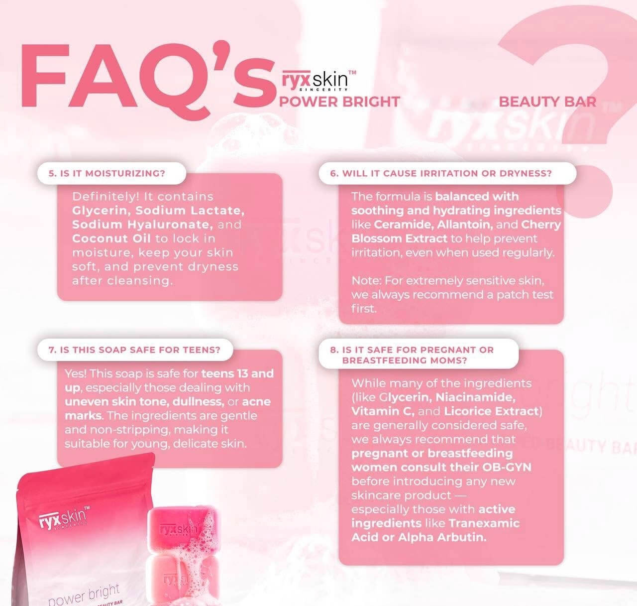 RYX Skin Power Bright Beauty Bar suitable for daily use on face and body

