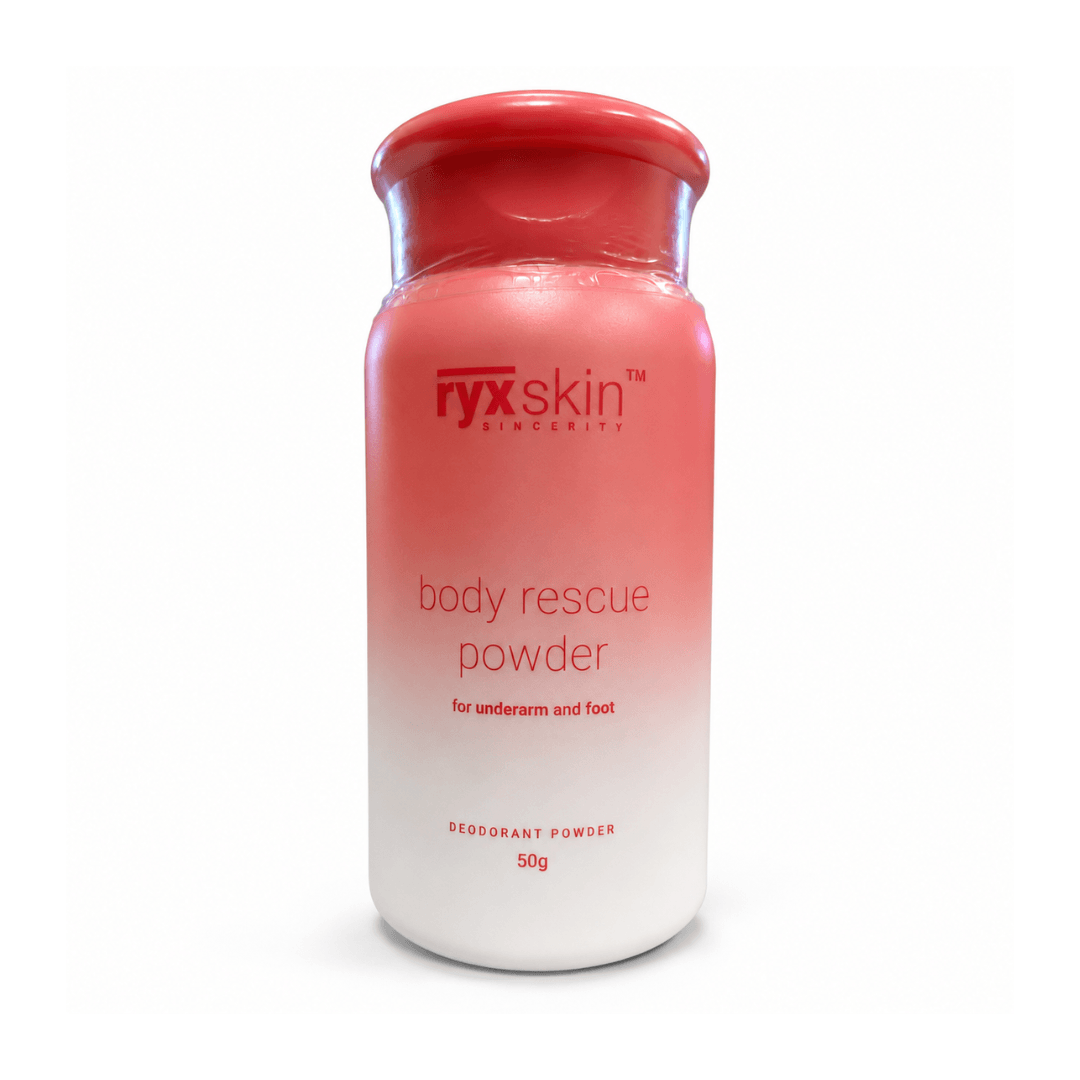 RYX Skin Sincerity Body Rescue Powder 50g daily deodorant body powder for everyday freshness and comfort.