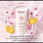 RYX Skin Sincerity Sunshield SPF 50 PA+++ 50ml formulated to provide UVA and UVB protection