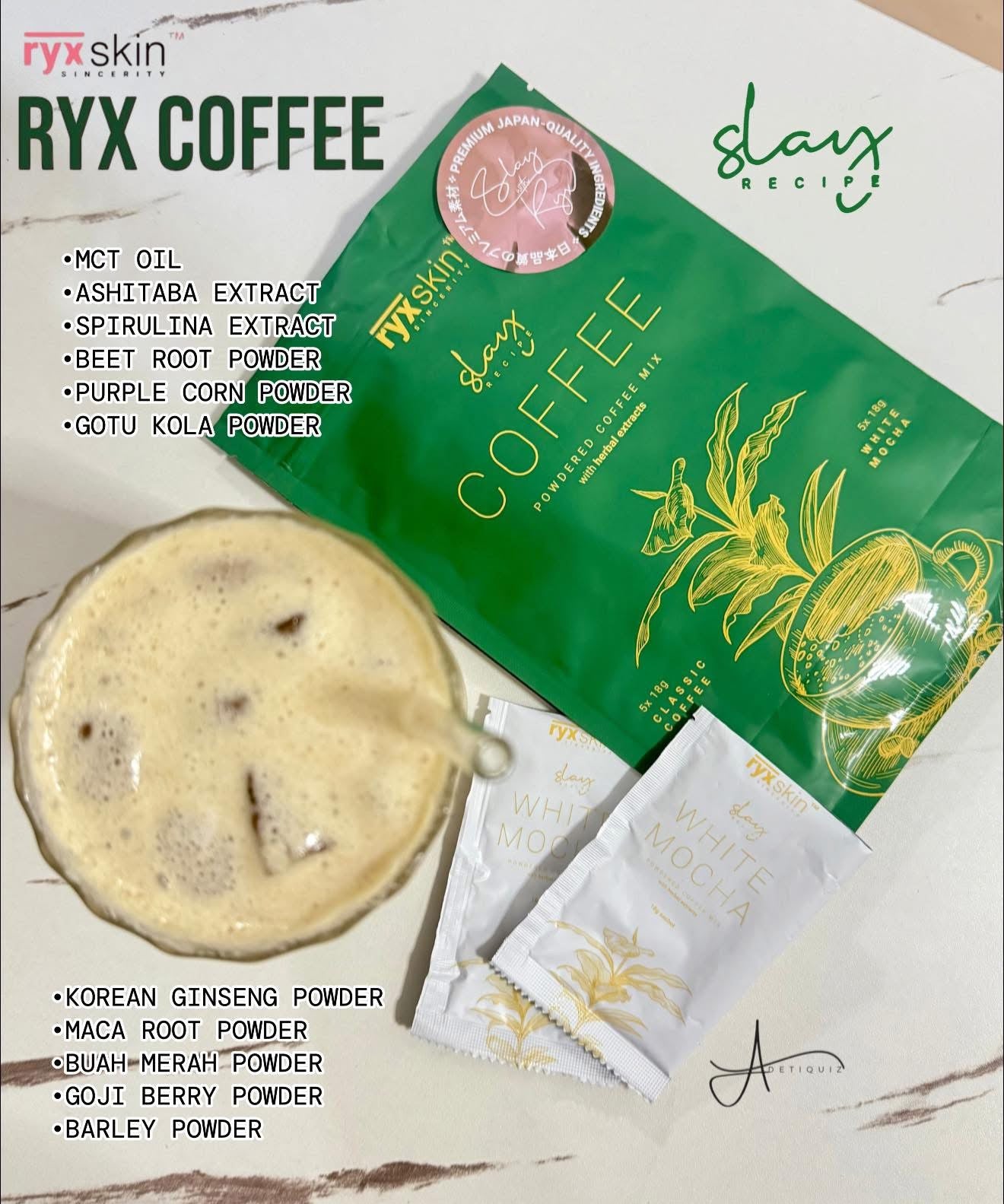 Ryx Coffee: 2 Flavors in one: Classic & White Mocha 10 Sachets
