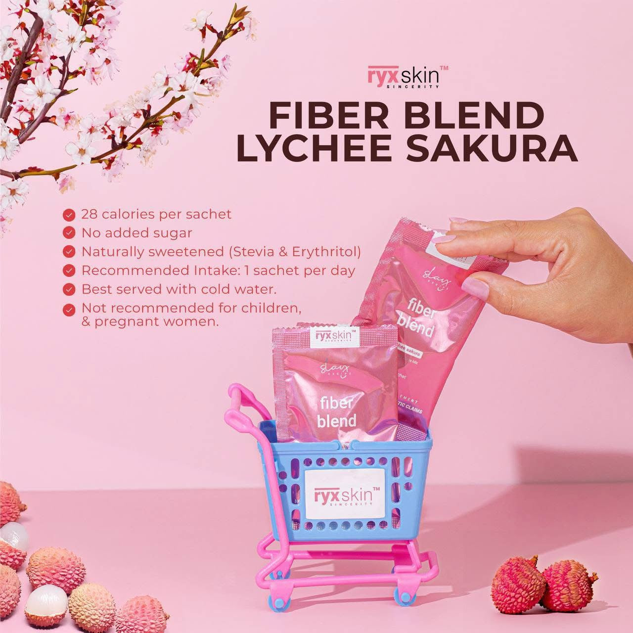 Ryxskin Fiber Blend Lychee Sakura 10 Sachets fruity lychee flavor

