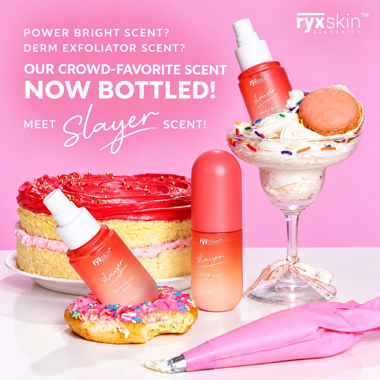 RYXSkin Slayer Hair & Body Mist 60ml refreshing fragrance spray designed for everyday hair and body scent touch-ups.