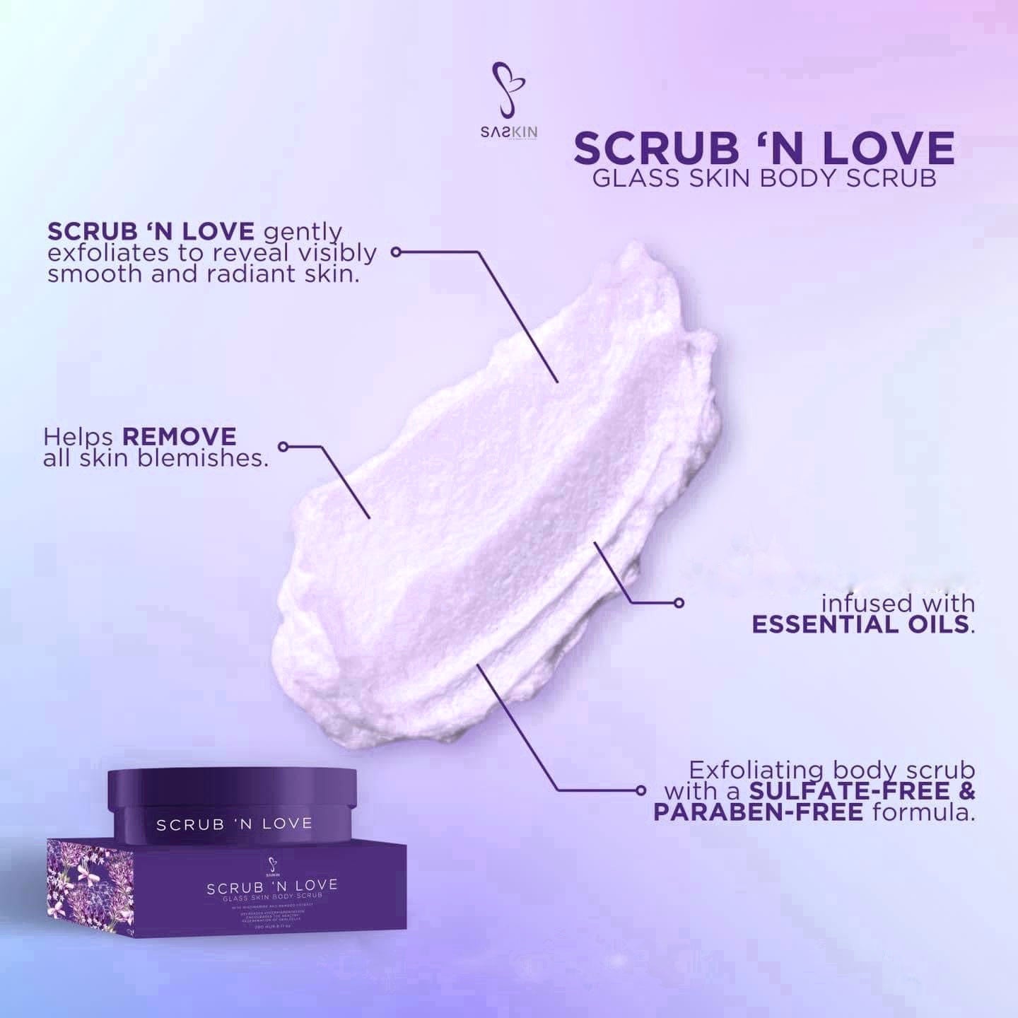 SASKIN Scrub 'N Love Glass Skin Body Scrub, 200ml