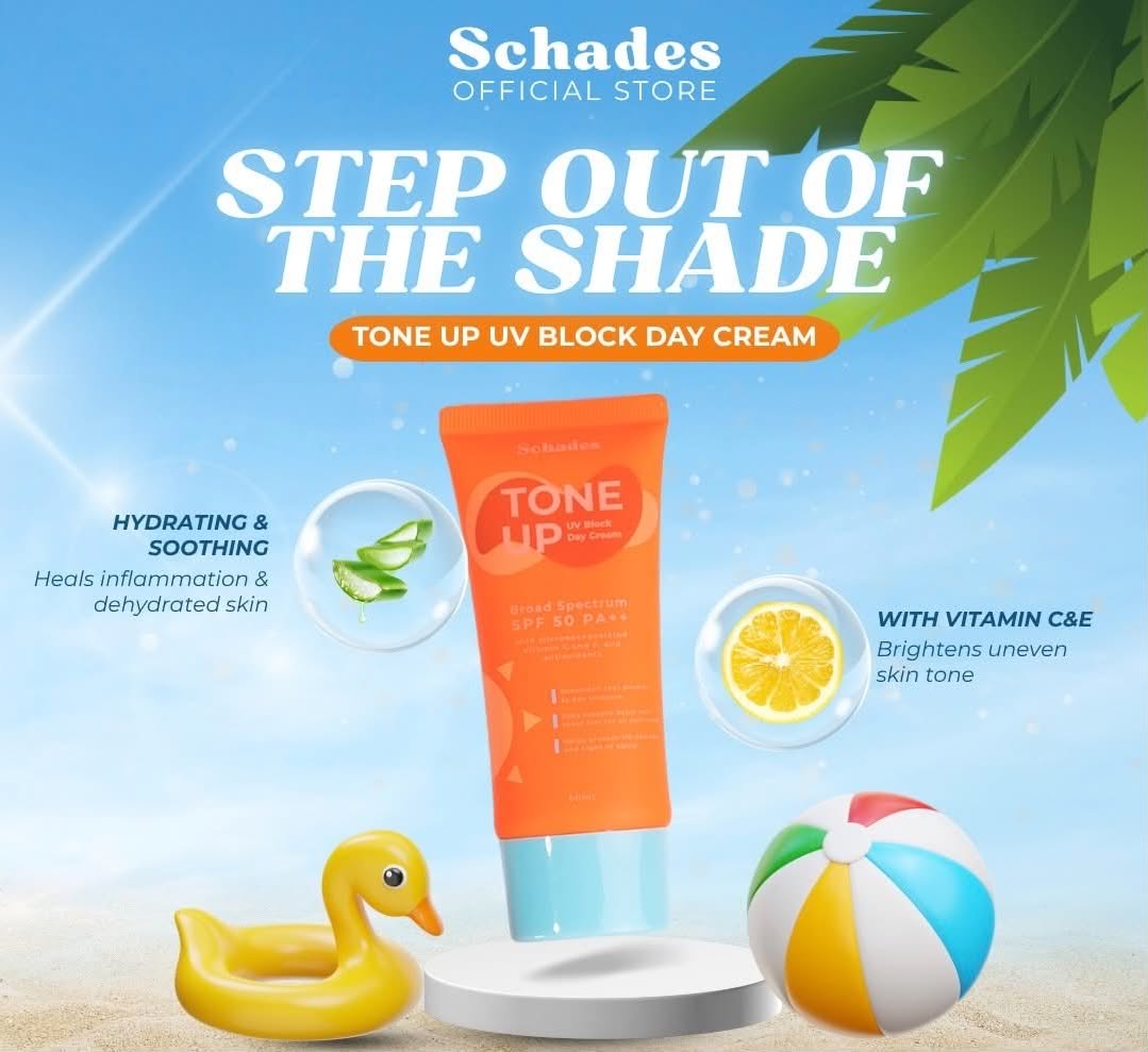 Schades Tone Up UV Block Day Cream SPF50 PA++ with vitamin c and vitamin e antioxidants