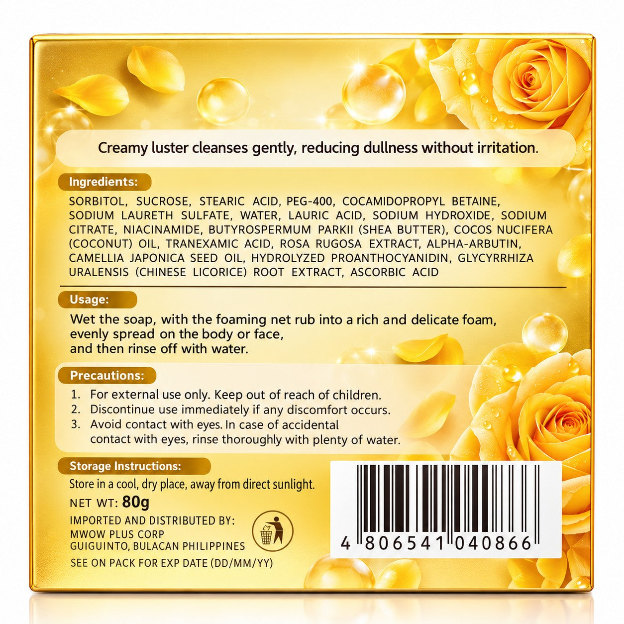 Seoul Secrets Golden Mild Rose Soap with niacinamide for a rich and creamy everyday cleansing experience.