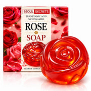 Seoul Secrets Rose Soap gentle daily cleansing bar for face and body with a creamy lather.