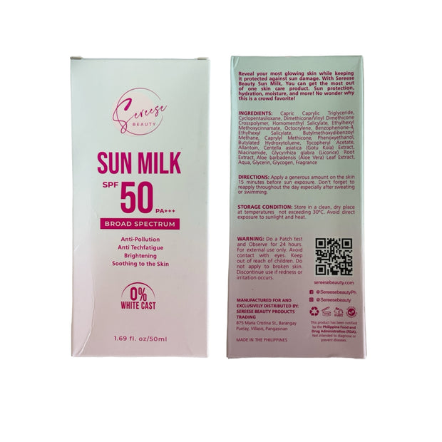 Sereese Beauty Sun Milk SPF 50 PA+++ Broad Spectrum Sunscreen