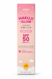 Shaha Beauty Hakuji Glow Pure Glow SPF 50 PA++++ tinted sunscreen 30ml for daily sun care

