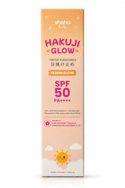 Shaha Beauty Hakuji Glow Warm Glow SPF 50 PA++++ tinted sunscreen 30ml for daily sun care
