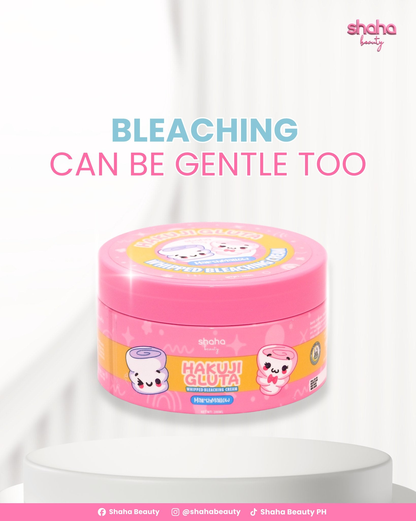 Shaha Beauty Hakuji Gluta Marshmallow Whipped Bleaching Cream 200ml body care formula with glutathione for nourishing daily skin conditioning