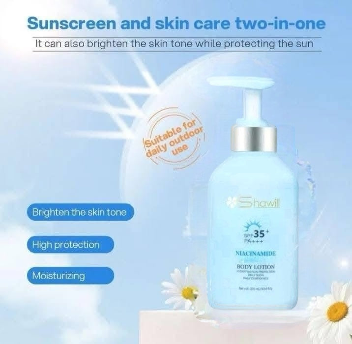 Shawill SPF 35+ PA+++ Niacinamide Body Lotion – Hydrating Sun