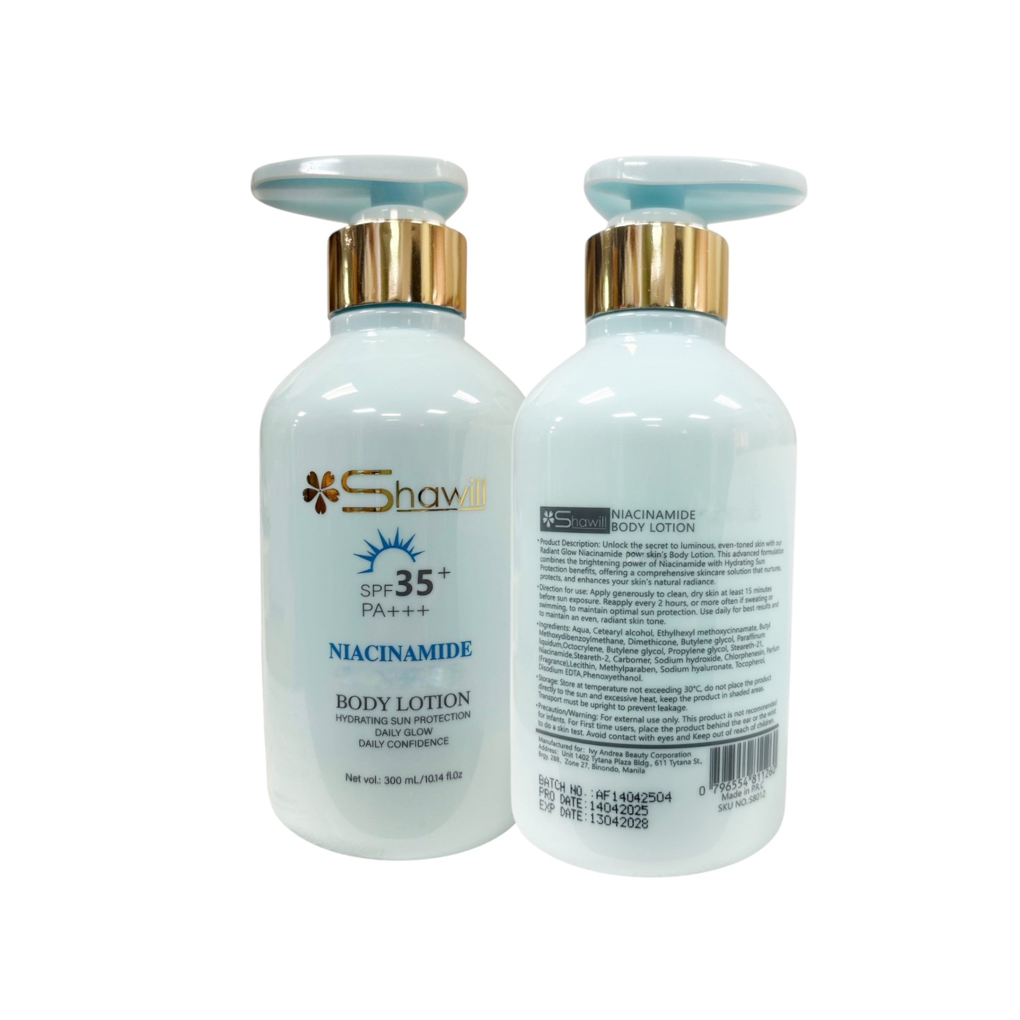 Shawill SPF 35+ PA+++ Niacinamide Body Lotion with daily sun protection