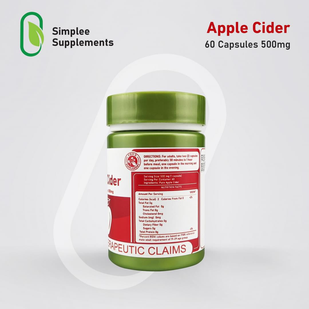 Simplee Supplements Apple Cider Capsules 500mg, 60 Count