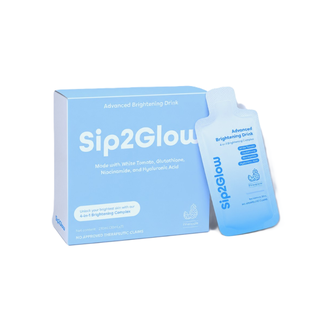 Sip2Glow Advanced Brightening Drink Pineapple Flavor | White Tomato, Glutathione, Niacinamide & Hyaluronic Acid