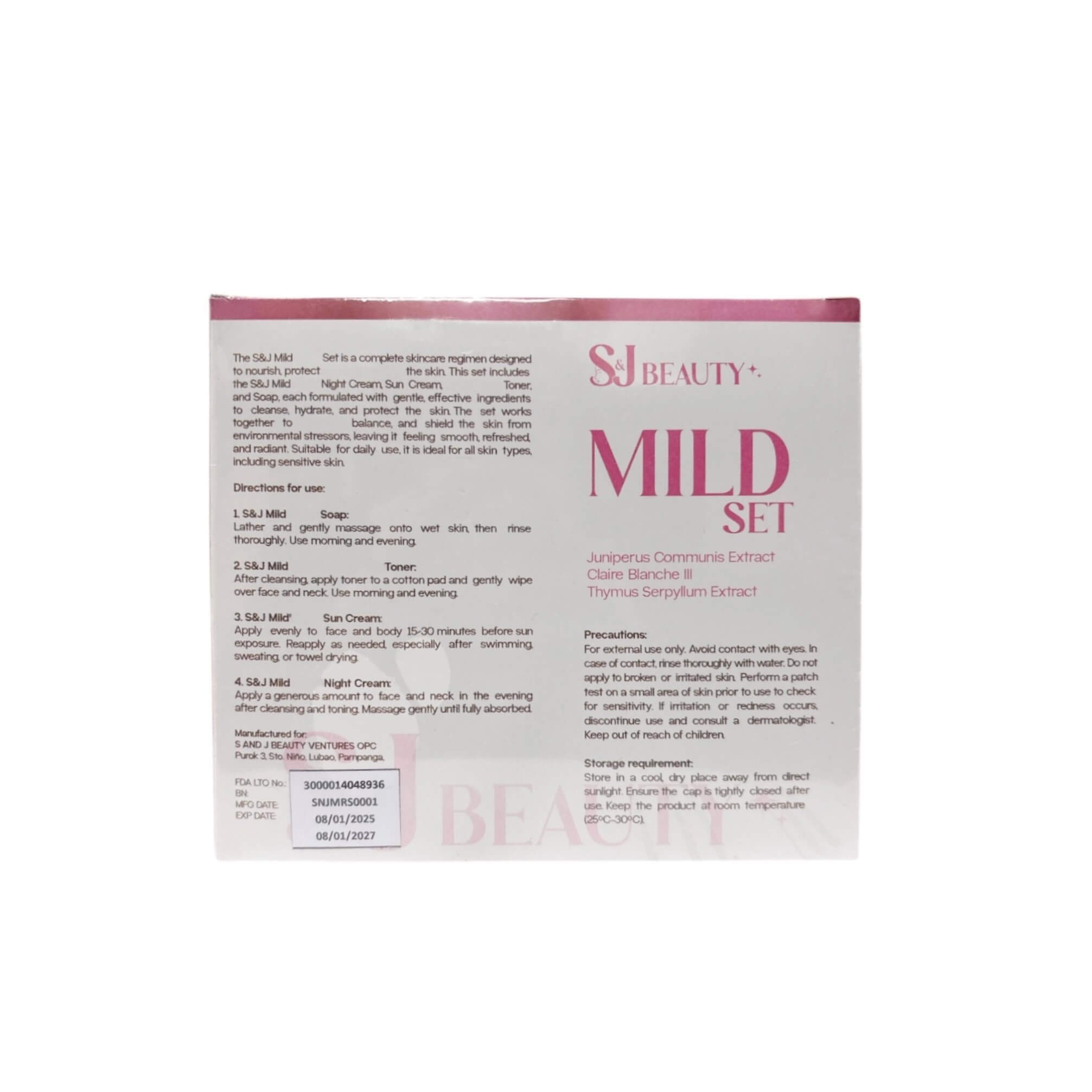 S&J Beauty Mild Complete Skincare Set 4-Piece Kit for Face Care daily skincare routine