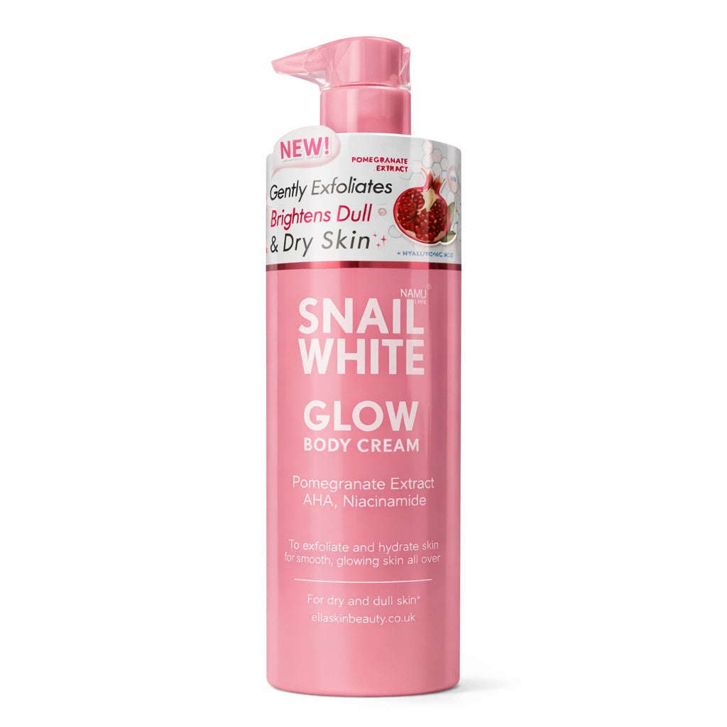 Snail White Glow Body Cream 300ml with AHA for gentle exfoliating and hydration