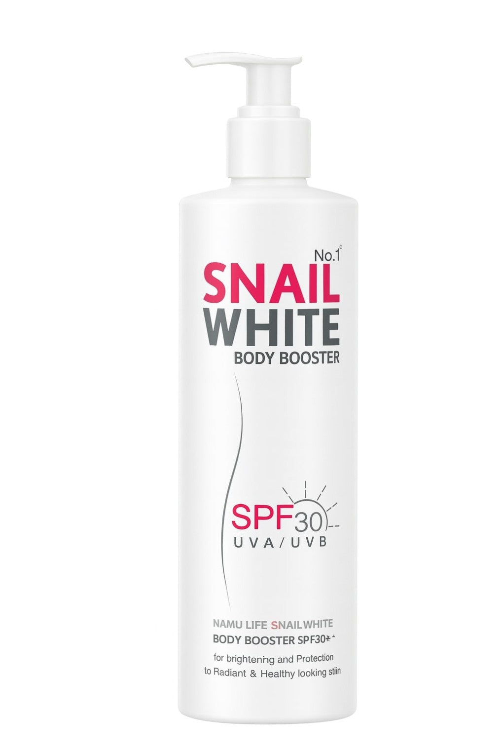 SNAILWHITE Body Booster SPF30/PA+++ – Collagen-Rich Snail Mucin Body Lotion – UVA/UVB Protection with Ceramide & Astaxanthin – 350ml