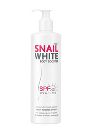 SNAILWHITE Body Booster SPF30/PA+++ – Collagen-Rich Snail Mucin Body Lotion – UVA/UVB Protection with Ceramide & Astaxanthin – 350ml