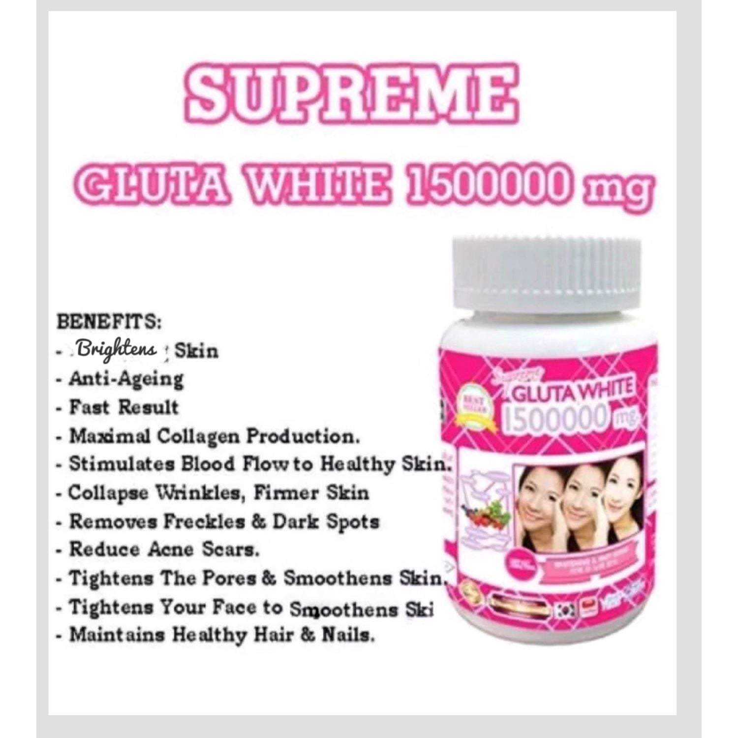 Supreme Gluta White 1500000 mg - Anti Aging 30 Softgels