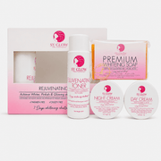 SY Glow Premium Rejuvenating Set 5 Sets featuring a complete skincare routine with cleansing, toning and moisturizing steps
