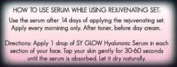 SY GLOW Rejuvenating set & Hyaluronic Serum Combo