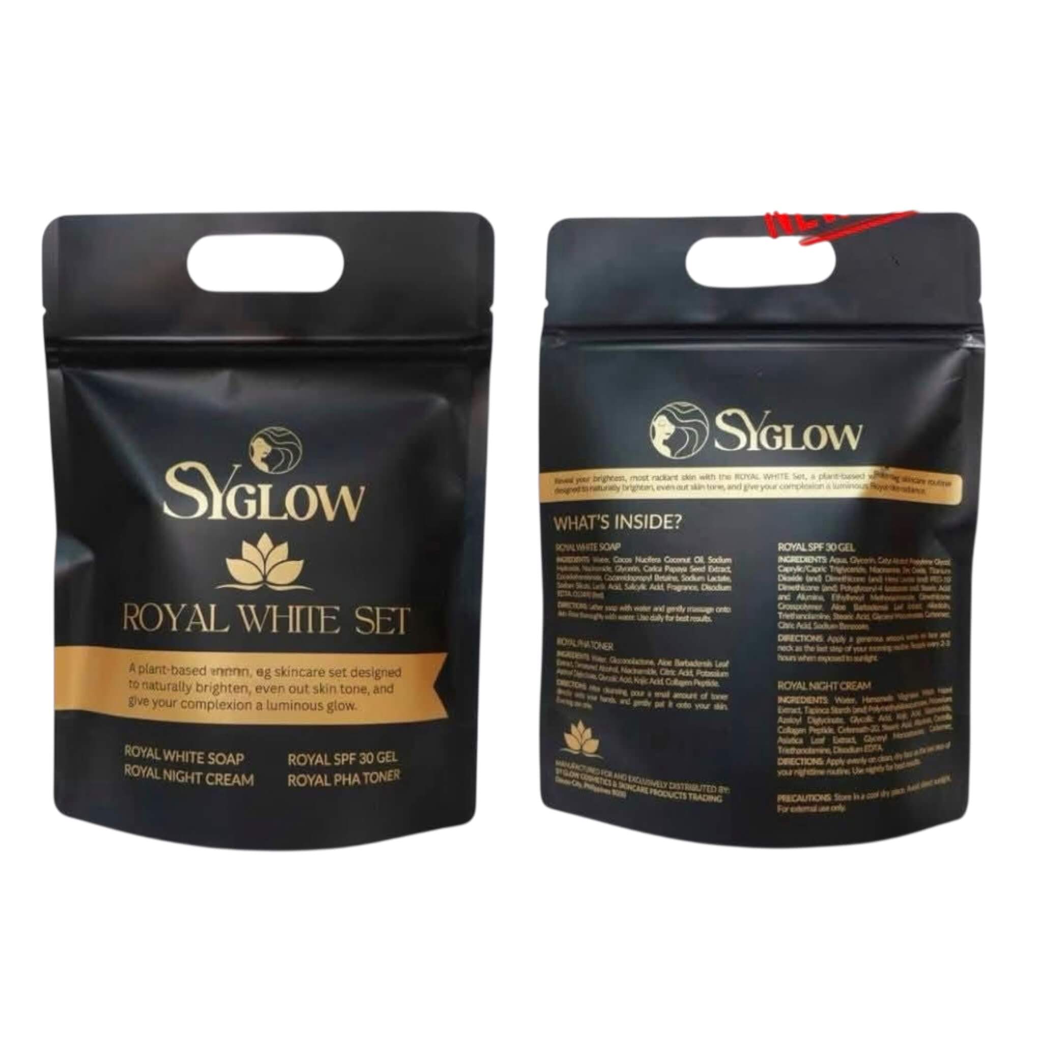 SY Glow Royal White Set plant-based skincare collection for achieving a radiant and refreshed complexion.