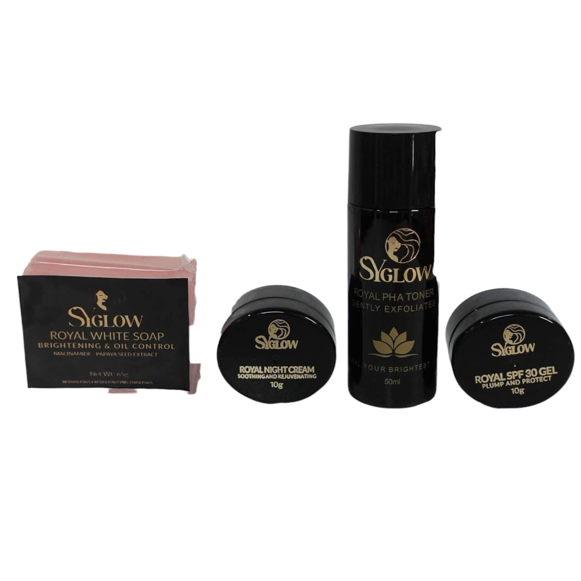 SY Glow Royal White Set plant-based complete skincare system designed for a hydrating daily routine.