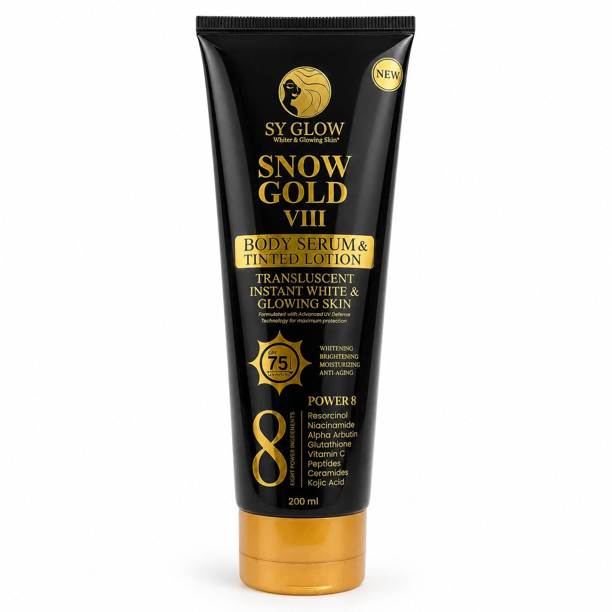 SY Glow Snow Gold VIII Body Serum & Tinted Lotion SPF 75, 200ml