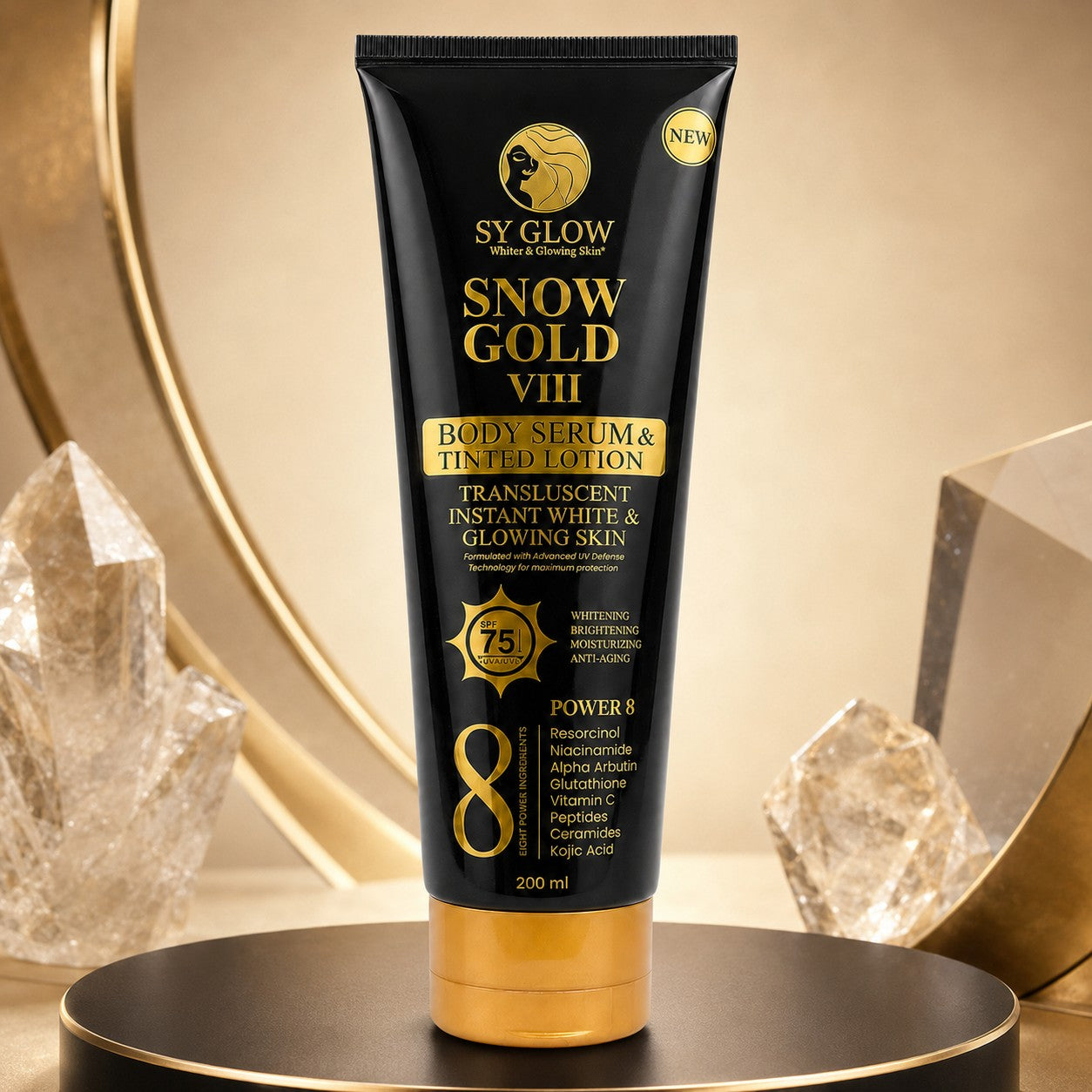 SY Glow Snow Gold VIII body lotion for a smooth and even-looking finish
