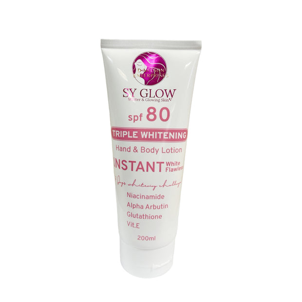 SY GLOW Triple Whitening Hand and Body Lotion SPF 80 Instant White Flawless 200ml