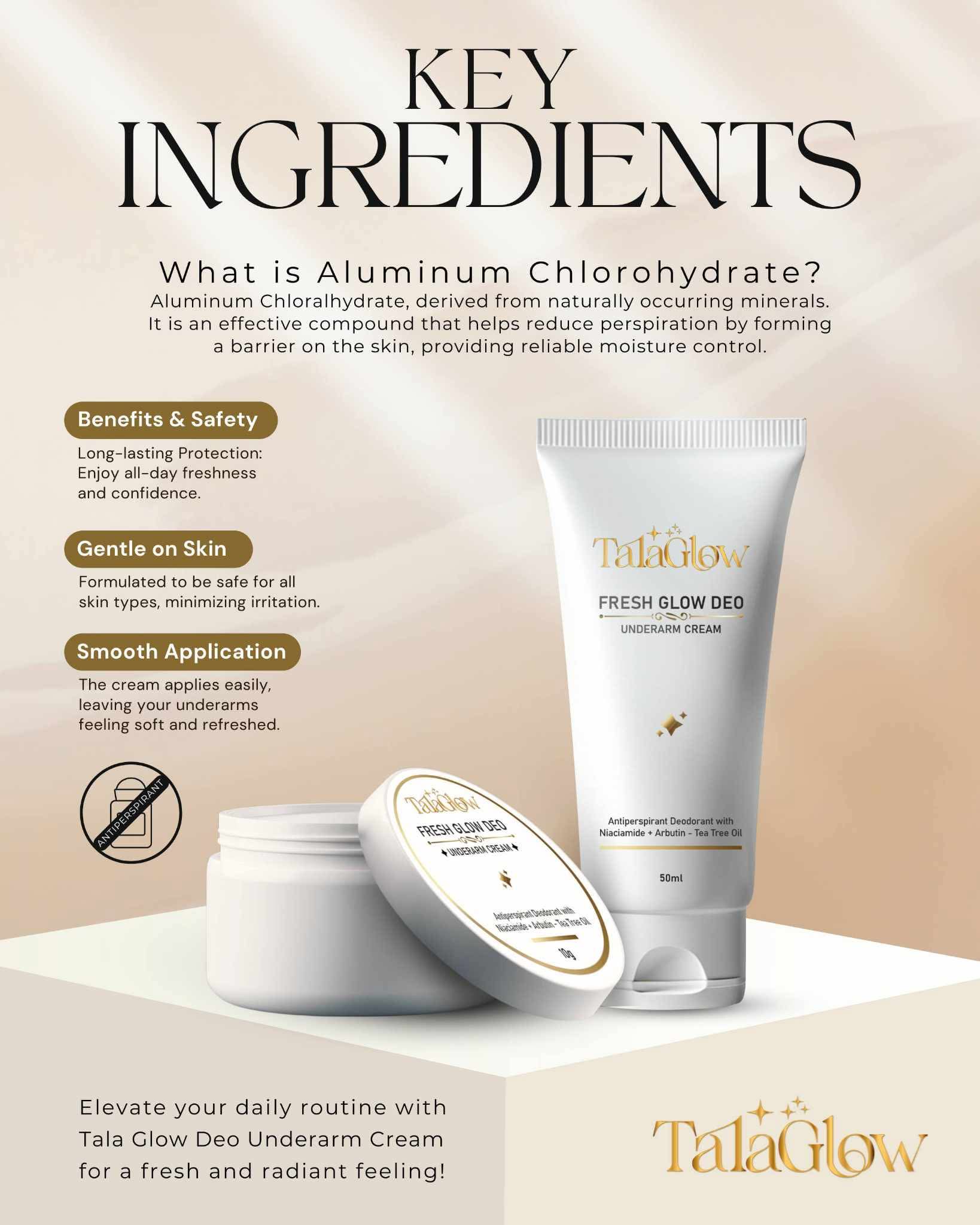 Tala Glow Fresh Glow Deo Cream enriched with calamansi for added glow