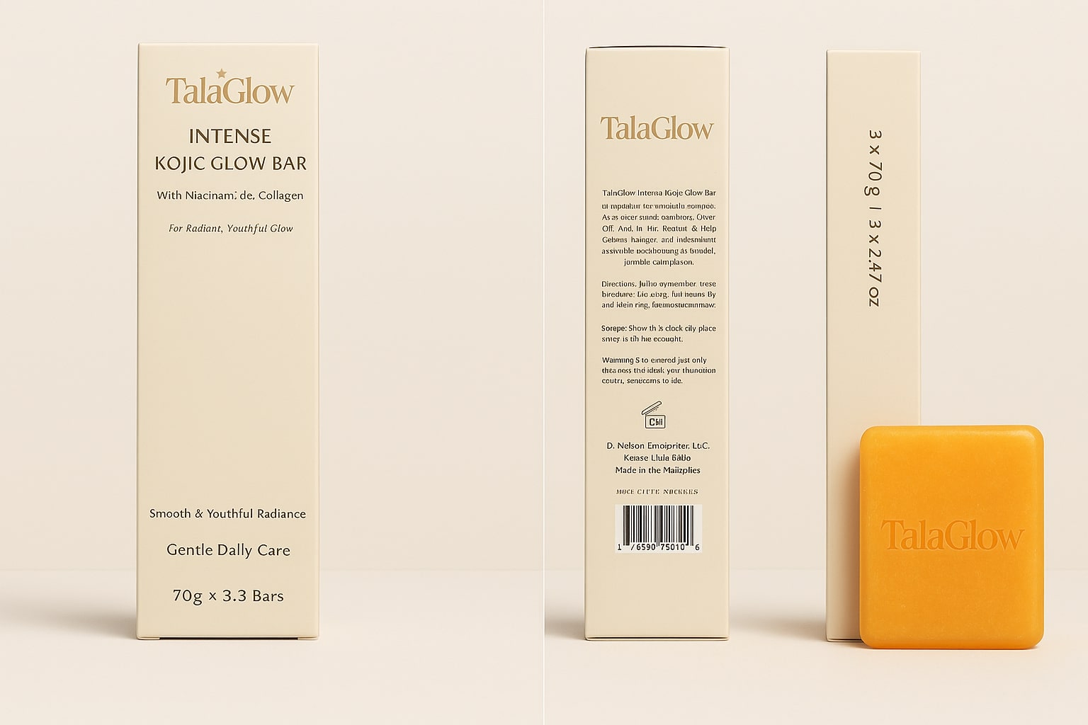 Tala Glow Intense Kojic Glow Bar hydrating daily cleanser for soft refreshed skin