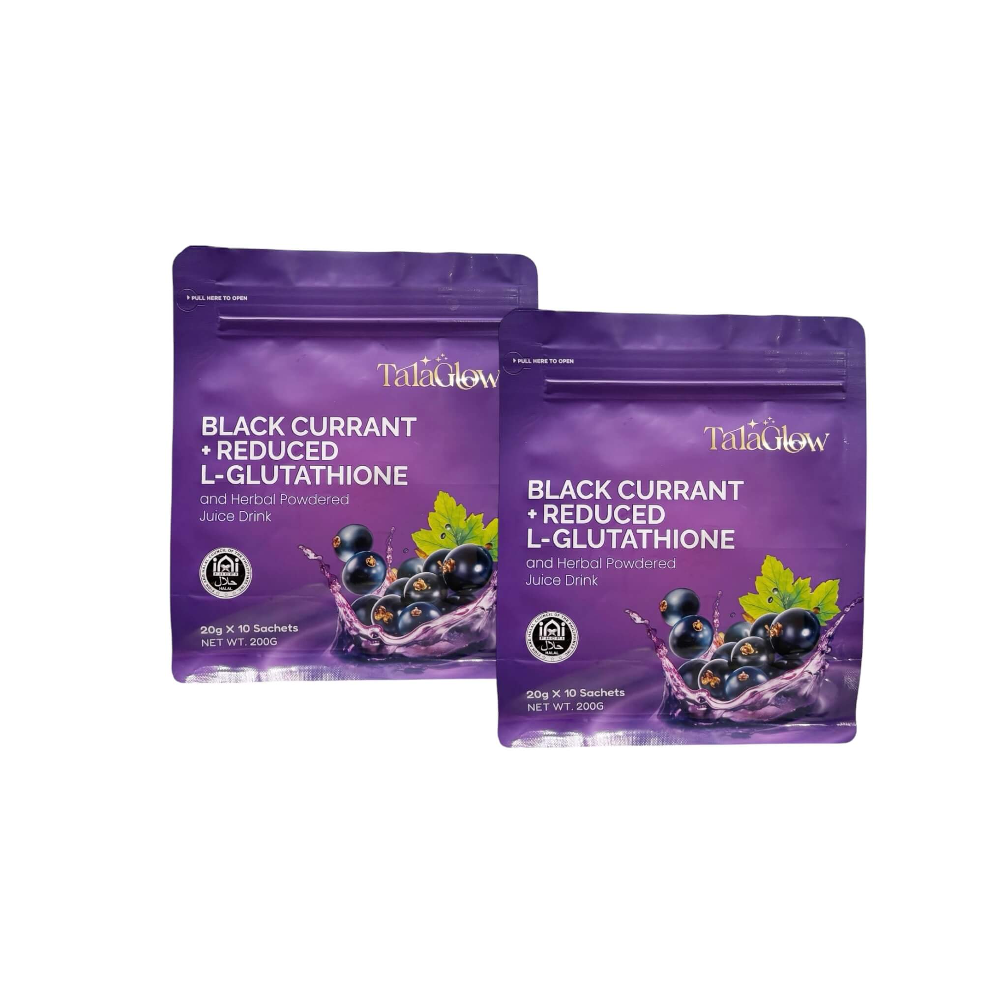 1 SACHET TalaGlow BLACK CURRANT + REDUCED L-GLUTATHIONE and Herbal Powdered Juice Drink - 20g