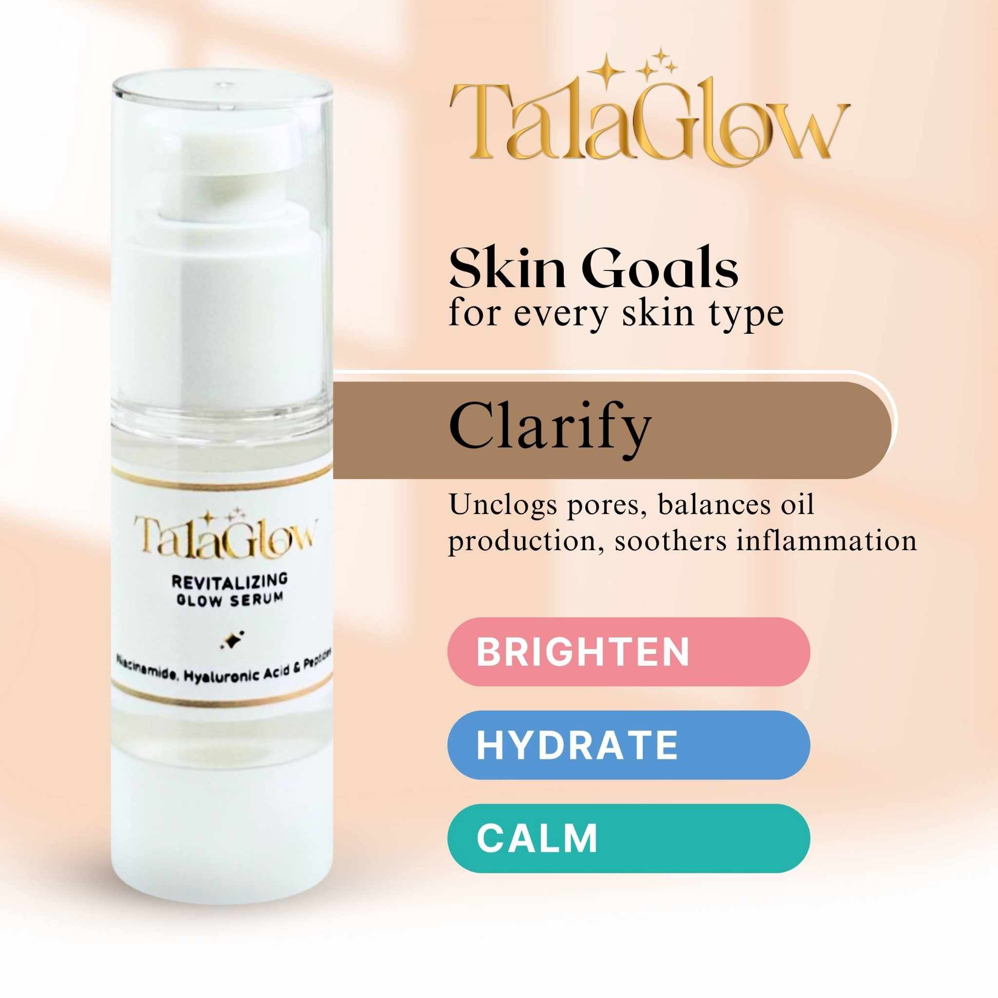 Tala Glow Revitalizing Glow Serum - 30ml | 5% Niacinamide & Hyaluronic Acid 