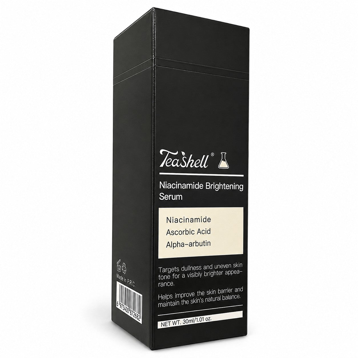 TeaShell 5% Niacinamide Serum supports the skin’s natural moisture barrier and balanced appearance.
