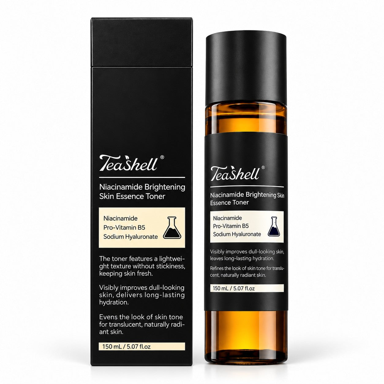 TeaShell Niacinamide Skin Essence Toner 150mL / 5.07 fl oz with a lightweight formula for daily hydration.