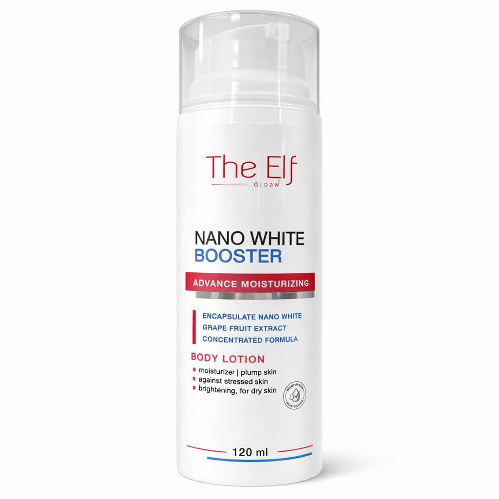 The Elf Glow Nano White Booster Body Lotion 120ml advanced moisturizing formula with lightweight hydration