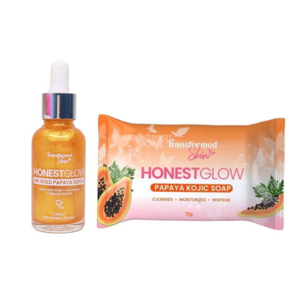 Transformed Skin Honest Glow Papaya Kojic Soap and 24K Gold Papaya Serum