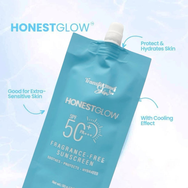 Transformed Skin HonestGlow Fragrance - Free Sunscreen SPF 50 PA+++, 50g