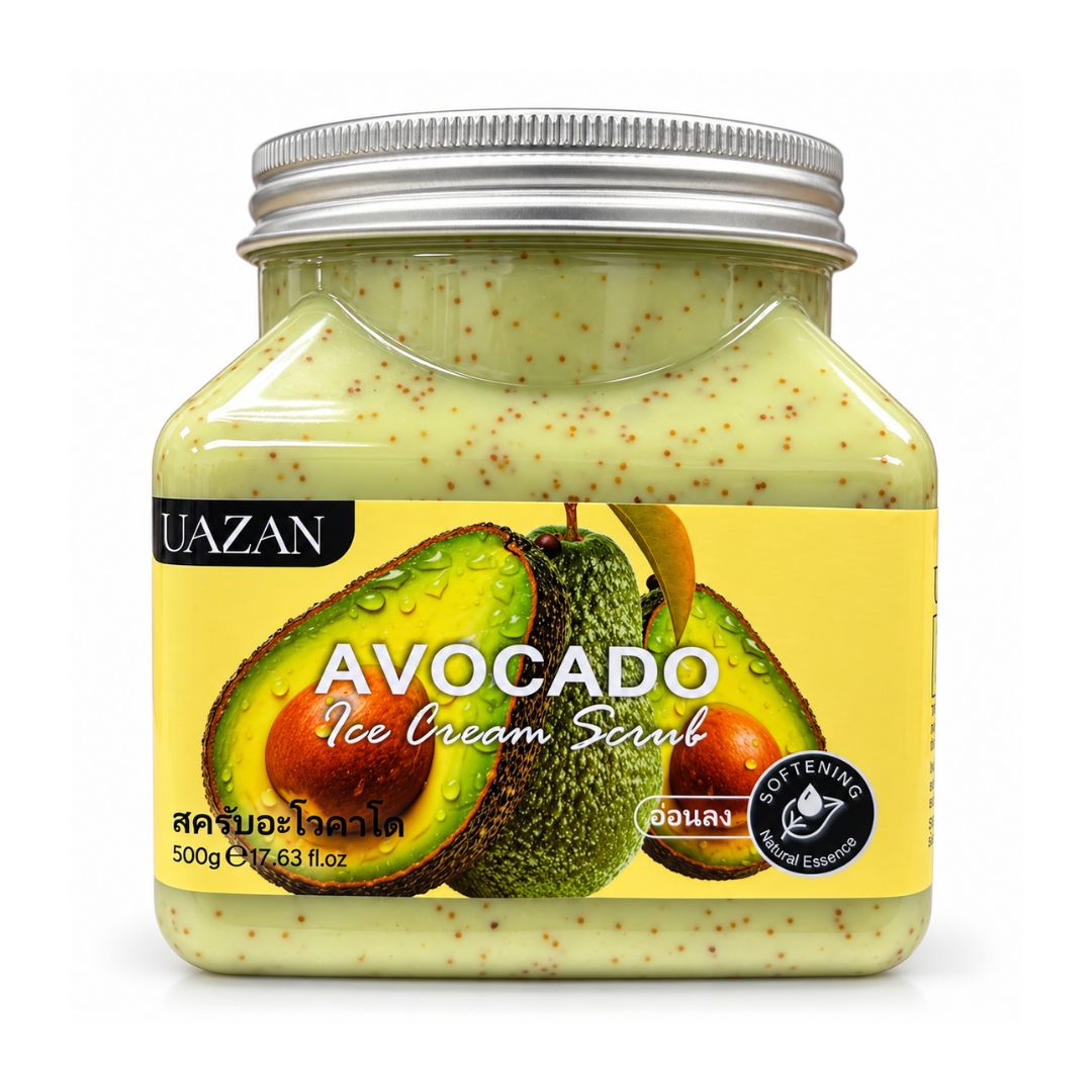 UAZAN Avocado Ice Cream Body Scrub 500g creamy exfoliating care for smoother-feeling skin