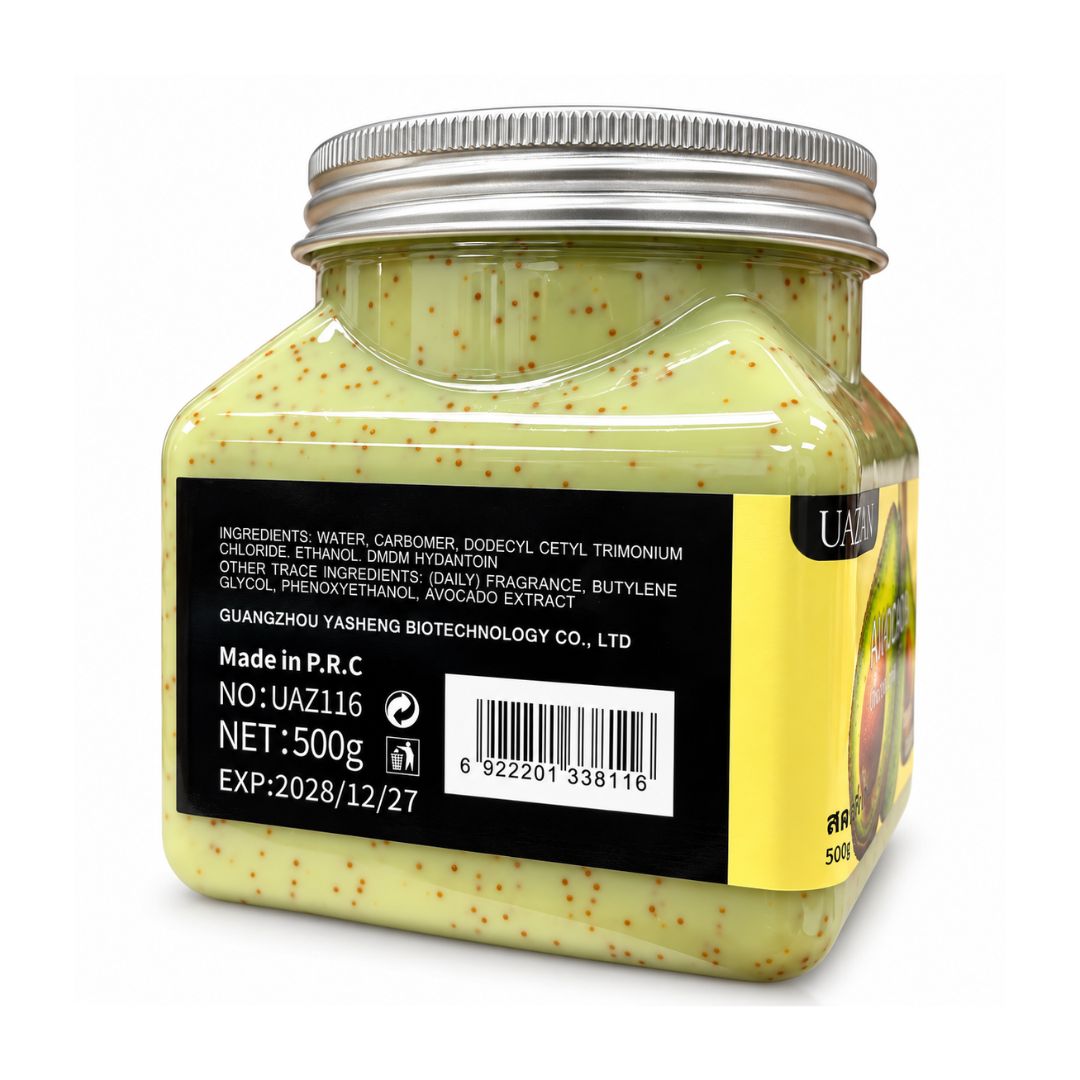 UAZAN Avocado Ice Cream Body Scrub 500g helps leave rough skin feeling softer and smoother