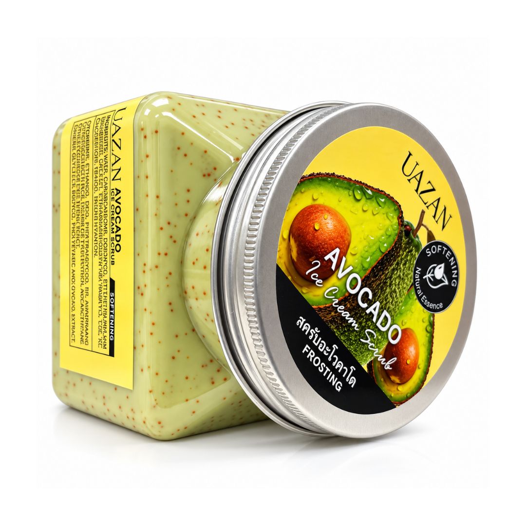 UAZAN Avocado Ice Cream Body Scrub 500g with avocado extract for a refreshing body care routine