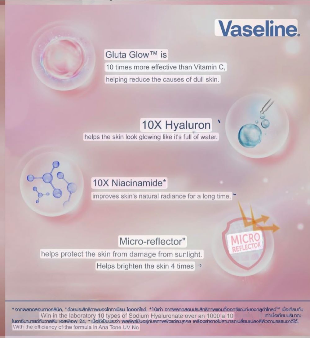 Vaseline Gluta-Hya Body Tone-Up UV Lotion Niacinamide Tone-Up , 330ml