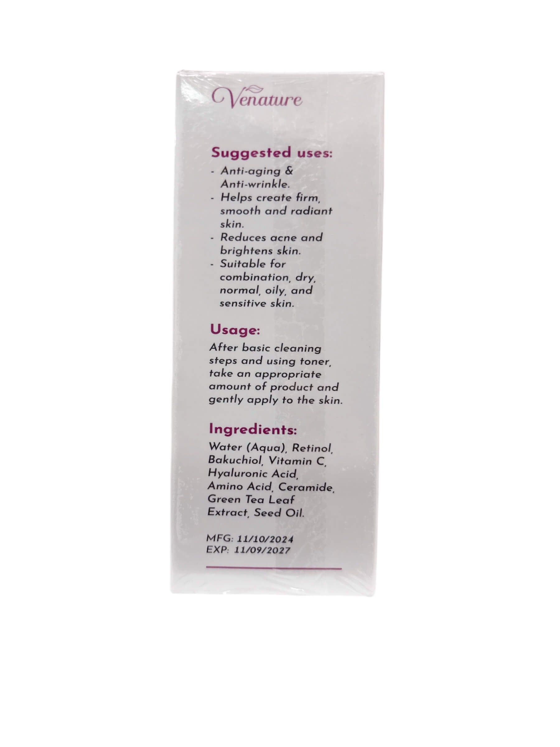 Venature Bakuchiol Retinol Rejuvenation Serum 1oz deeply moisturizing serum for soft skin

