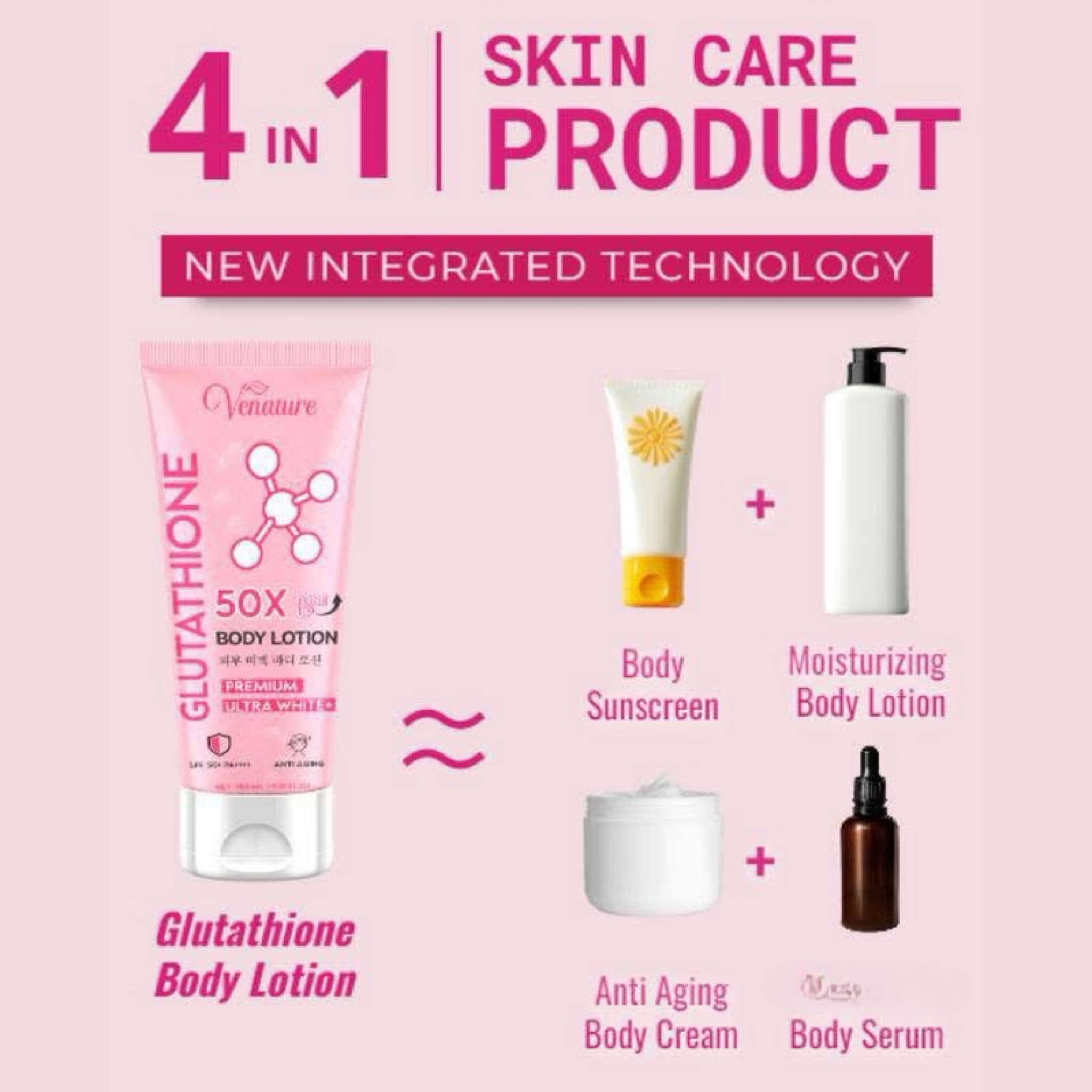 Venature GLUTATHIONE 50X Tone Up Body Lotion - Premium Ultra