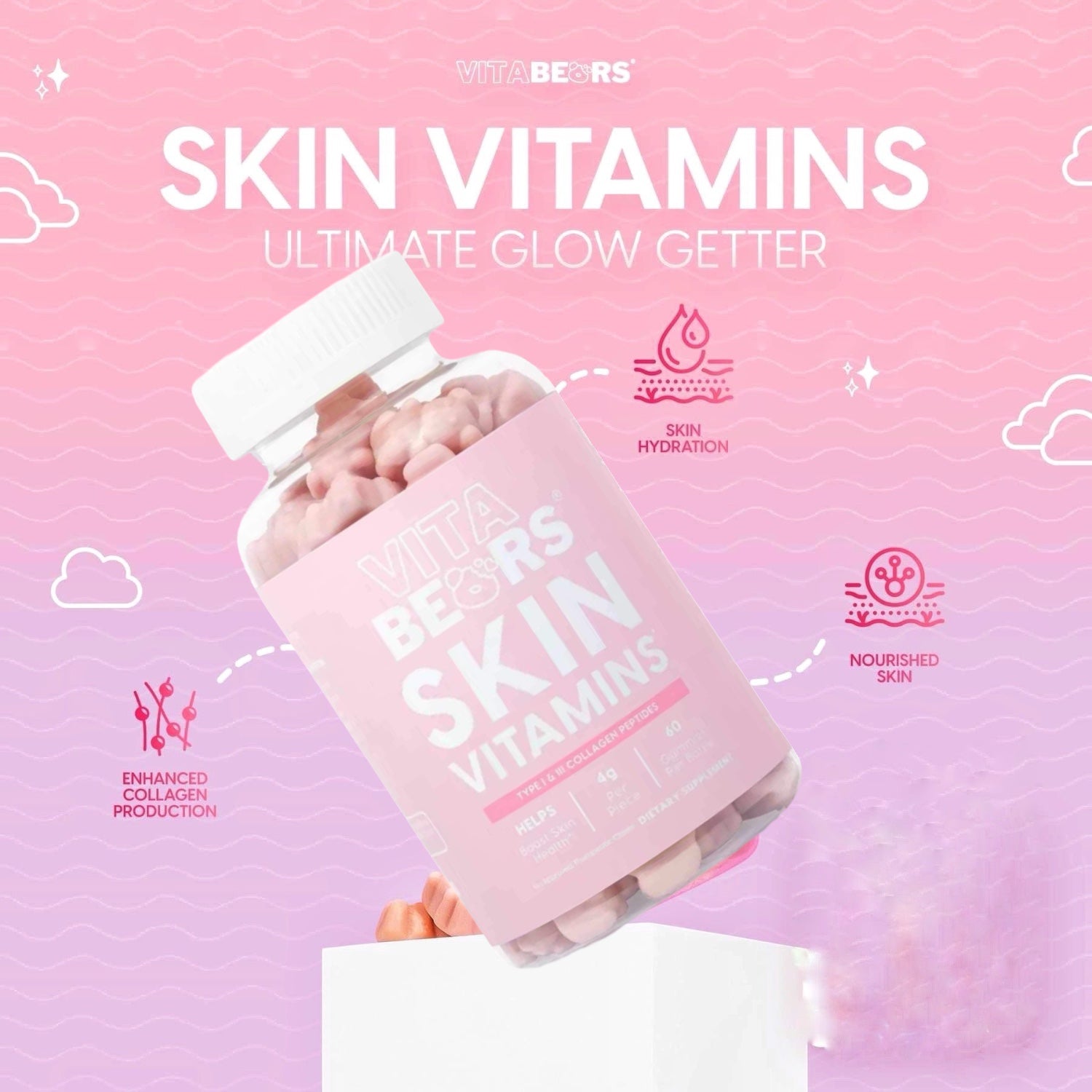 VitaBears Perfect Duo: SKIN & HAIR Vitamins - Chewable Gummies
