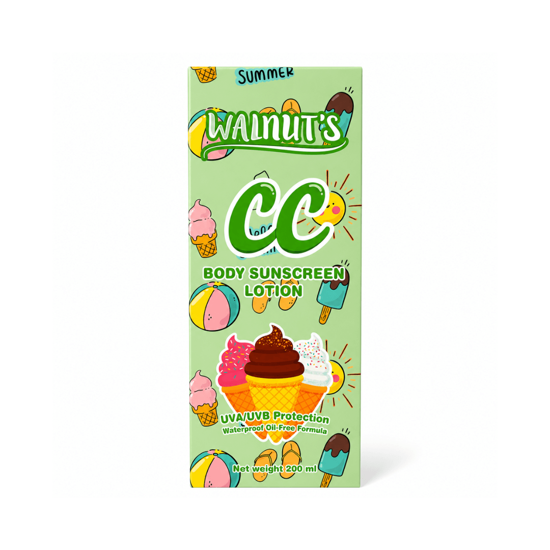 Walnuts CC Body Sunscreen Lotion 200ml lightweight UV care body lotion for comfortable daily outdoor use